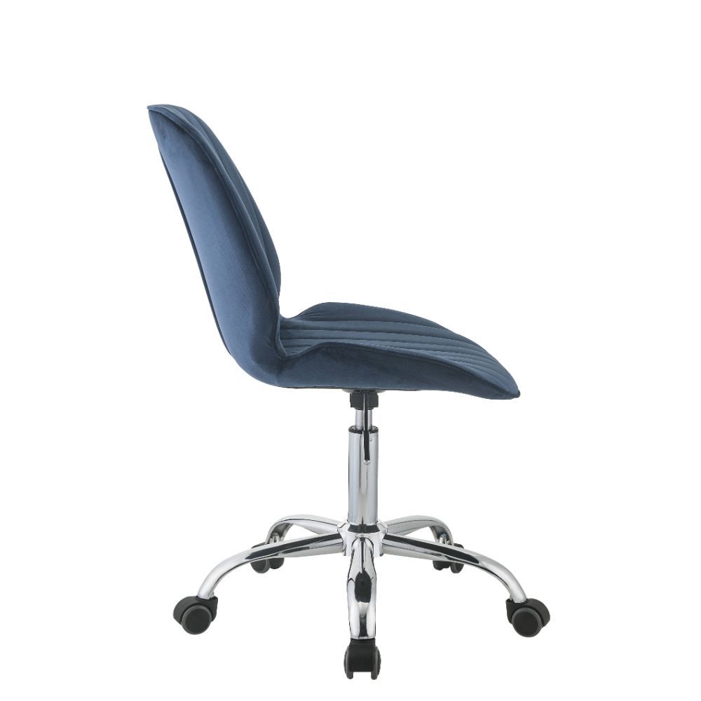 KD, Armless Office Chair w/Swivel (360 Degrees) â€¢ Adjustable Height () â€¢ Padded SEAT & BACK: Velvet () â€¢ â€¢ Solid Backrest () â€¢ Armless â€¢ Inner Frame: Wood, Foam â€¢ Metal 5-Star Base w/Casters: Chrome Finish<br/><br/><b>Product Features</b><ul