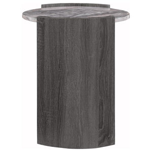 Gladstone - Round Faux Marble Top End Table - Distressed Gray