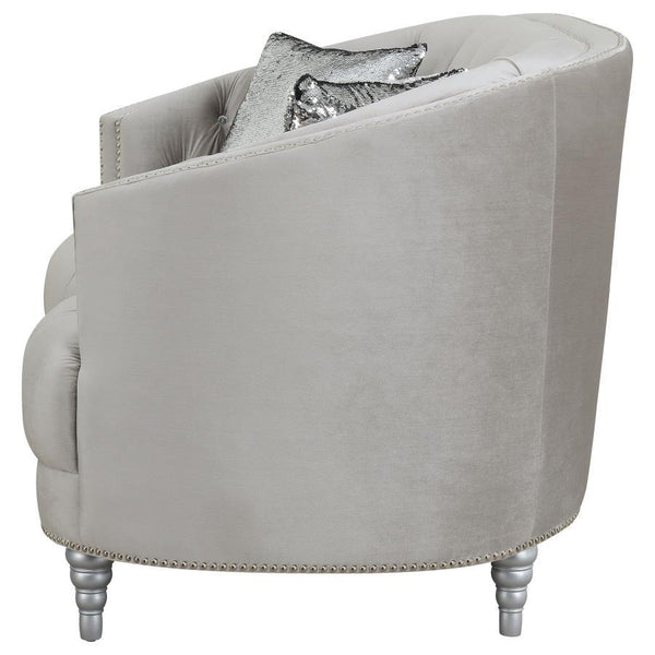 Avonlea - Upholstered Sloped Arm Loveseat Velvet - Pearl Silver