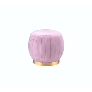  Backless Round Ottoman (NO Storage) â€¢ Fully Padded Seat: Velvet â€¢ Armless â€¢ Wooden Inner Frame â€¢ Metal Round Base: Gold Finish<br/><br/><b>Product Features</b><ul><li>Round Ottoman</li><li>Stationary Seat</li><li>Armless (Backrest)</li>