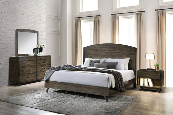 The Rex 4 Piece Bedroom Set in Walnut Brown offers a complete solution for your bedroom with a headboard, footboard, two side rails, a slat kit, a dresser, a mirror, and a nightstand. Crafted from solid rubberwood, manufactured woods, and oak veneers, thi