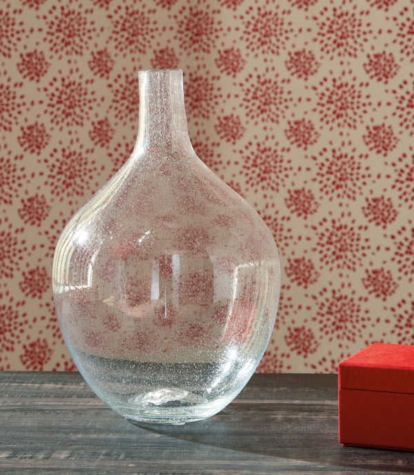  mantel or tabletop with casual charm. Crafted from clear seeded glass