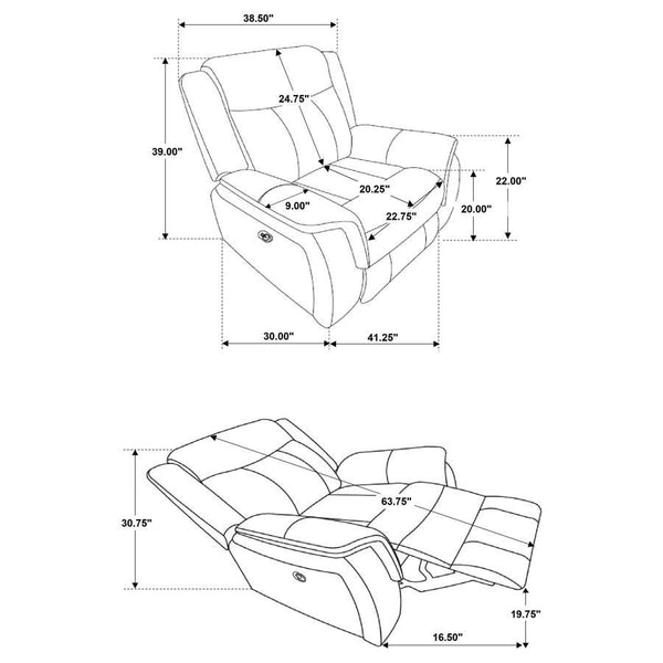 Lawrence - Upholstered Padded Arm Glider Recliner - Charcoal