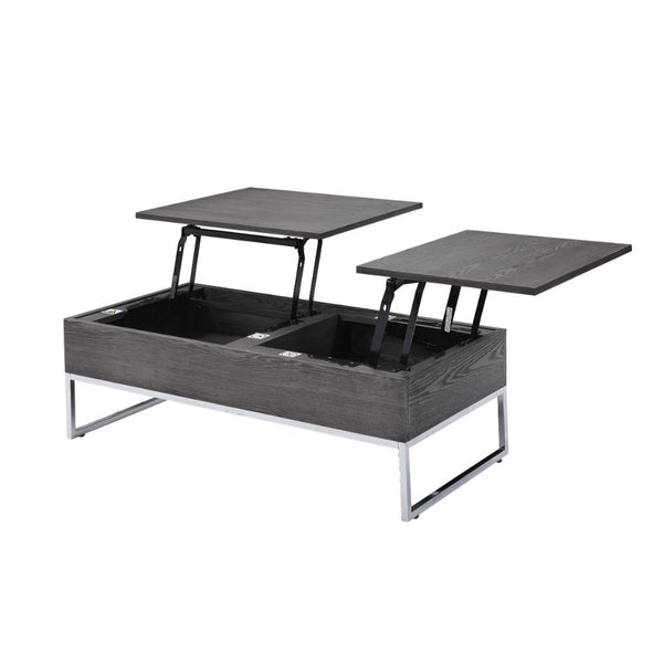  this rectangular occasional table features a rich gray oak finish and a sturdy