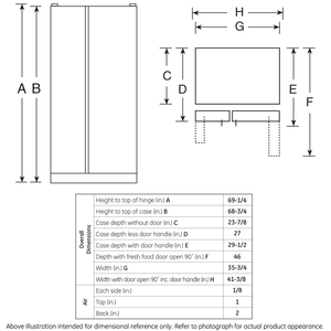 GE® 21.9 Cu. Ft. Counter-Depth Side-By-Side Refrigerator