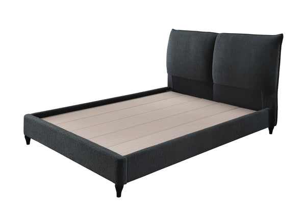 Jenn - King Upholstered Bed With Decking Board Set - Charcoal