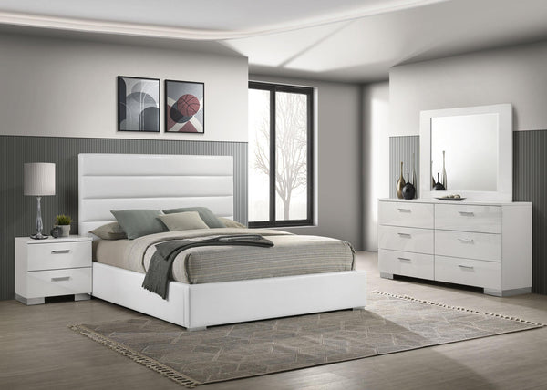 Felicity 4-piece Eastern King Bedroom Set White High Gloss