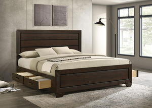 Kauffman Wood Eastern King Storage Panel Bed Dark Cocoa