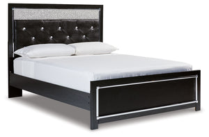 Rest easy. The luxurious look youâ€™ve been dreaming of is yours for the taking, at a price sure to put you at ease. This queen upholstered panel platform bed brings a sense of old Hollywood with a contemporary flair. A deep, dark finish, faceted chrome-t