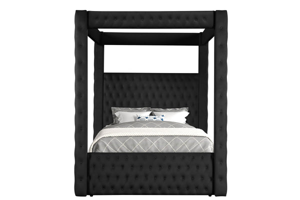  perfect for creating a dramatic bedroom setting. It boasts a bold black finish that encapsulates modern opulence
