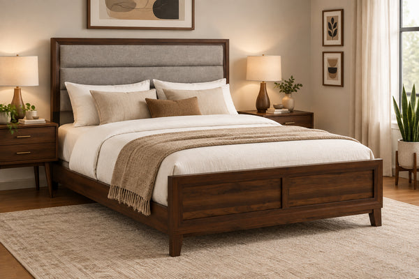 Welsley 50-inch Upholstered California King Bed Walnut
