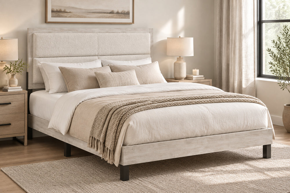 Trenton 54-inch Wood Queen Panel Bed Rustic Cream