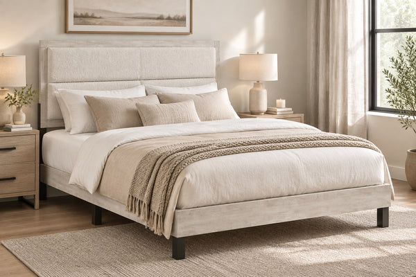 Trenton 54-inch Wood Queen Panel Bed Rustic Cream
