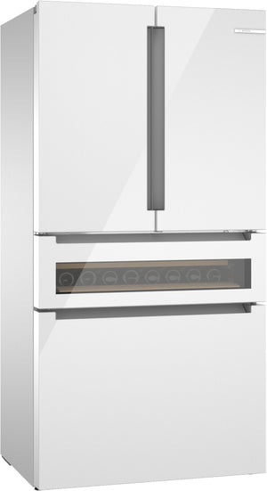 800 Series, French Door Bottom Mount Refrigerator, Glass door, 36'', White