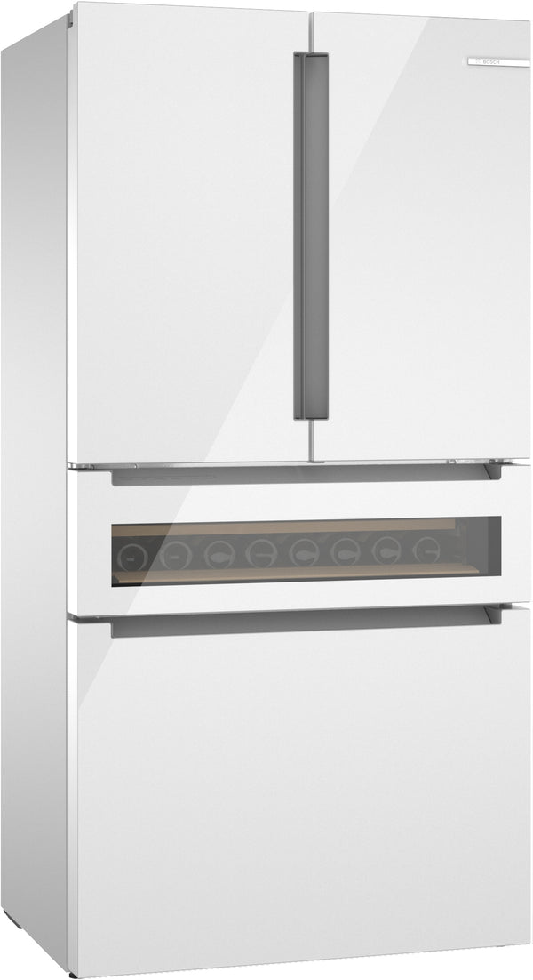 800 Series, French Door Bottom Mount Refrigerator, Glass door, 36'', White