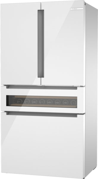 800 Series, French Door Bottom Mount Refrigerator, Glass door, 36'', White