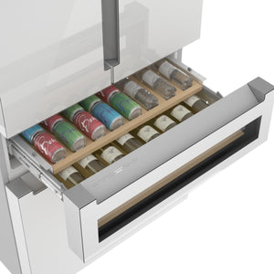 800 Series, French Door Bottom Mount Refrigerator, Glass door, 36'', White