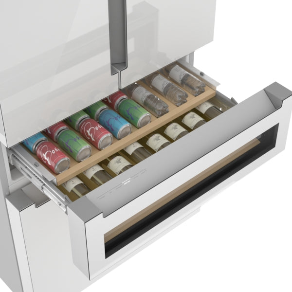 800 Series, French Door Bottom Mount Refrigerator, Glass door, 36'', White