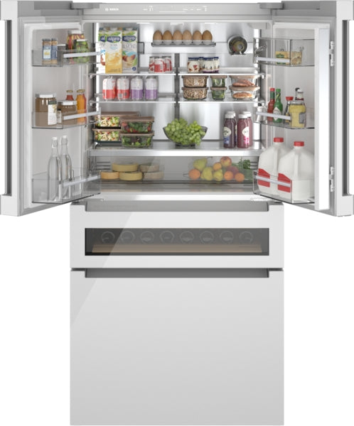 800 Series, French Door Bottom Mount Refrigerator, Glass door, 36'', White