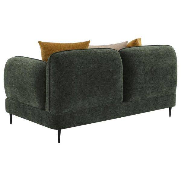 Jade - Chenille Upholstered Modern Track Arm Loveseat - Green