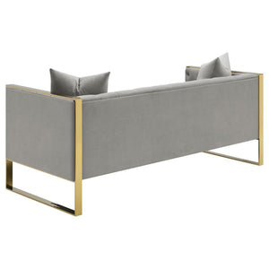 Eastbrook - 2 Piece Velvet Upholstered Tufted Sofa Set - Gray