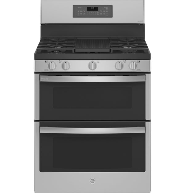 GE Profile™ 30" Free-Standing Gas Double Oven Convection Fingerprint Resistant Range with No Preheat Air Fry