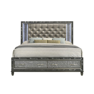 Radiance - 6/6 Eastern King Bed With Storage Only - Black Pearl