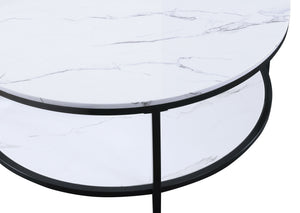  designed to bring a touch of modern elegance to any home. The set features stunning faux marble tops that offer a luxurious aesthetic