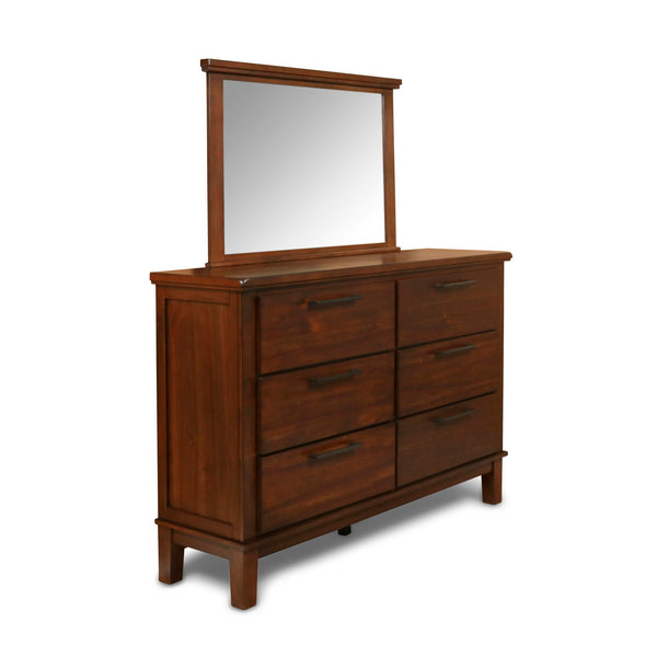 The Cagney Dresser Mirror in Chestnut Brown combines durability with timeless elegance, making it a perfect complement to any bedroom dÃ©cor. Constructed from solid Rubberwood, premium engineered woods, and authentic Acacia wood veneers, this mirror is bu