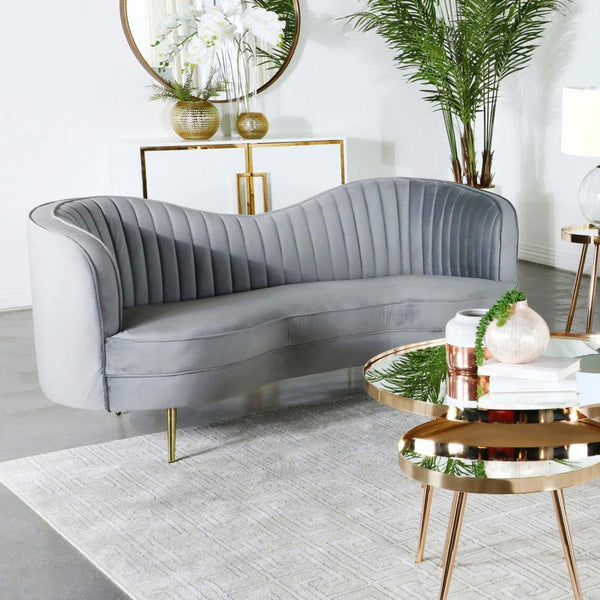 Sophia - Upholstered Channel Tufted Loveseat - Gray