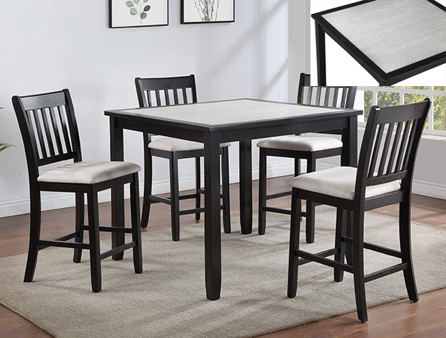 Salvador - 5 Piece Counter Height Set - Charcoal / White