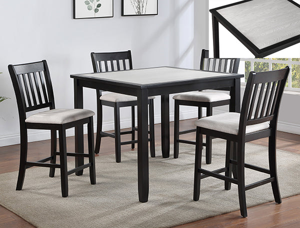 Salvador - 5 Piece Counter Height Set - Charcoal / White