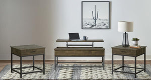 Byers - 3 Piece Lift Top Coffee And End Table Set - Brown Oak