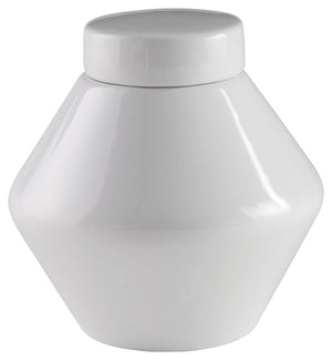 Show off your sense of curated good taste with this glazed ceramic jar with removable lid. Minimalistic and modern, this set is the embodiment of sleek style.<br/><br/><b>Product Features</b><ul><li>Made of ceramic</li><li>White glazed finish</li><li>Remo