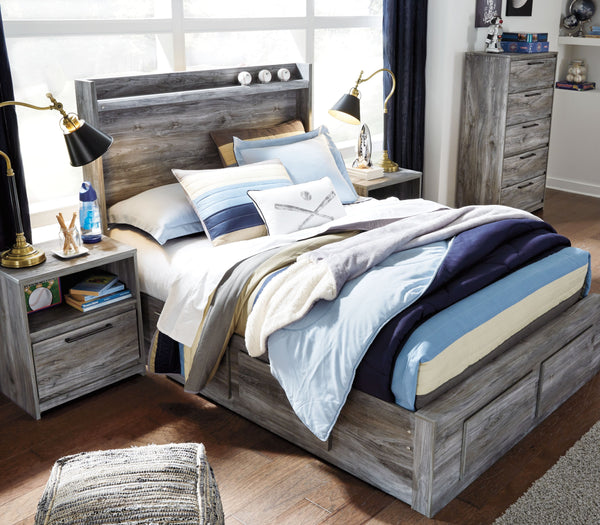 Baystorm - Gray - Full Panel Bed With 4 Storage Drawers