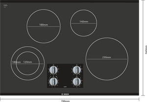 500 Series, Electric Cooktop, 30'', Black, Without Frame