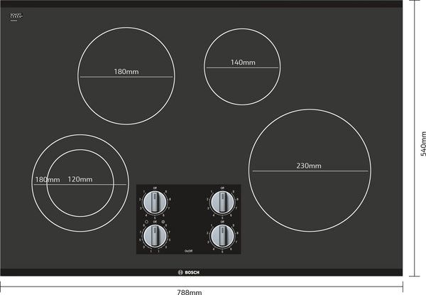 500 Series, Electric Cooktop, 30'', Black, Without Frame