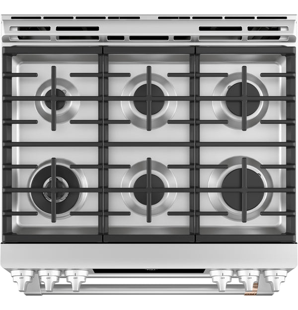 Café™ 30" Smart Slide-In, Front-Control, Gas Double-Oven Range with Convection