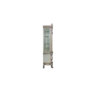  2 Doors () Hutch w/Touch Light & Mirrored Back Panel Wooden Case Frame with Oversized Crown & Claw Leg (Poly-Resin Floral Motifs & Trim)<br/><br/><b>Product 