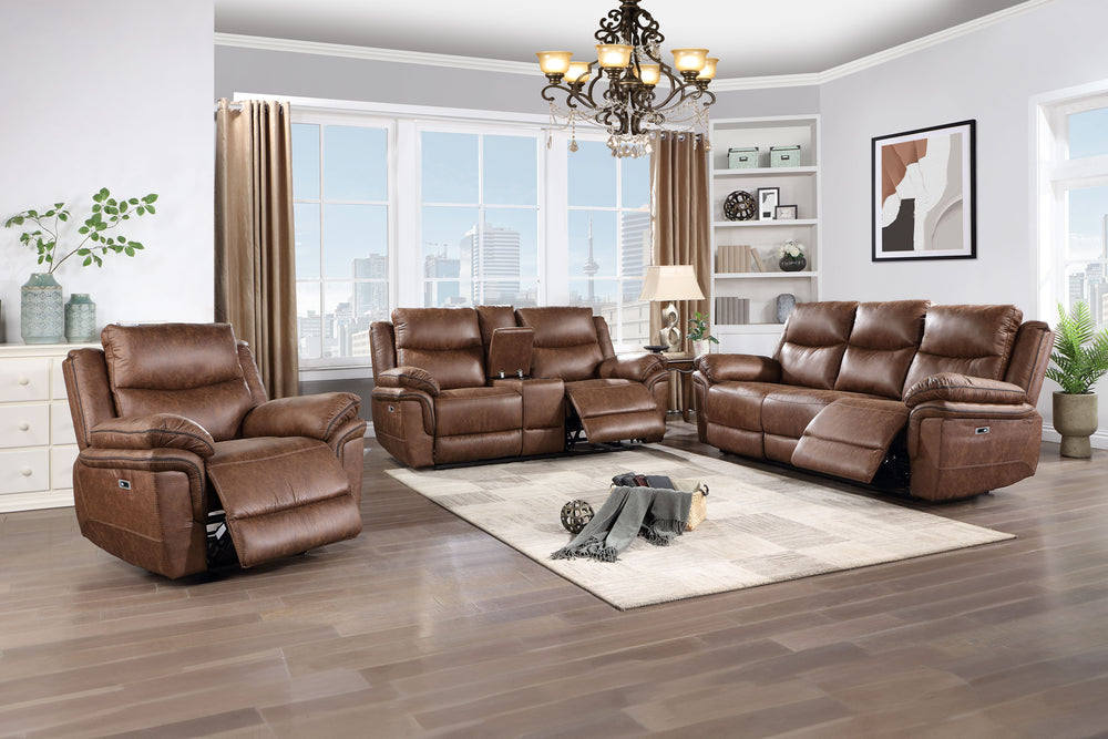 he Ryland 3-Piece Power Motion Upholstery Set brings together unmatched comfort, sophisticated style, and modern convenience. Crafted with durable hardwood and plywood frames, this set is built for lasting stability and support. Featuring a blend of resil