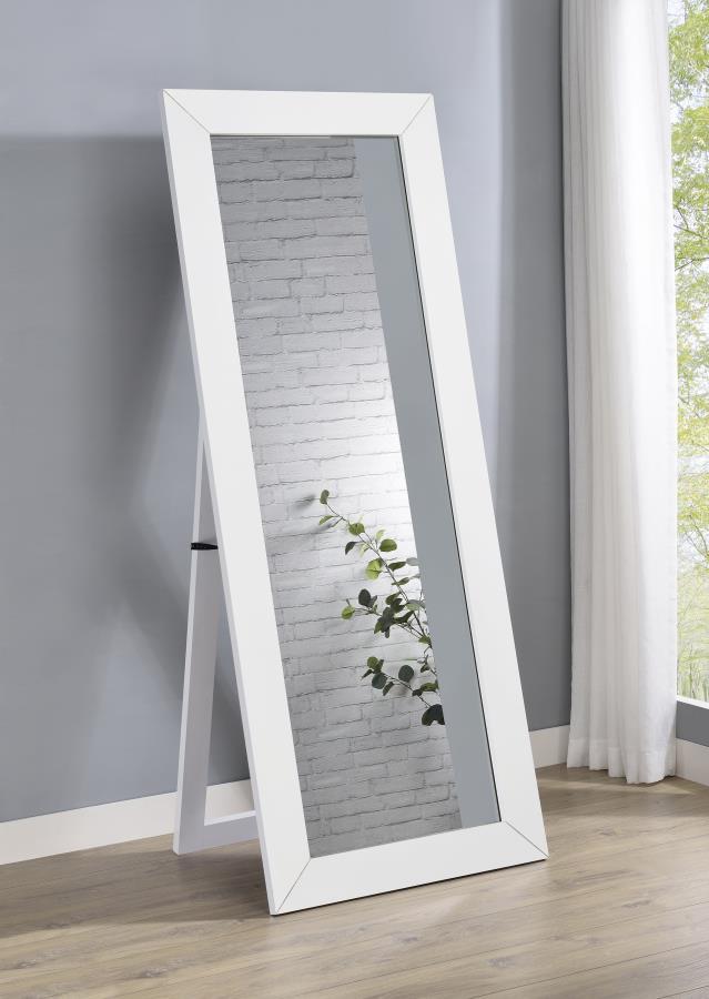 Elevate your dressing area with this versatile full-length floor mirror, blending style and practicality to enhance your daily routine. Its engineered wood frame and laminate veneer construction provide lasting durability, while the shatterproof tempered 