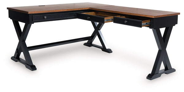 Wildenauer - Brown / Black - Home Office Desk And Return