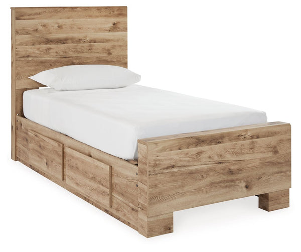 Inspired by natural beauty, refined to perfection. With its warm and inviting golden rustic finish, this twin panel bed with storage brings cozy outdoor vibes to your bedroom. Two storage drawers keep clothes, clutter or linens neatly tucked away, adding 