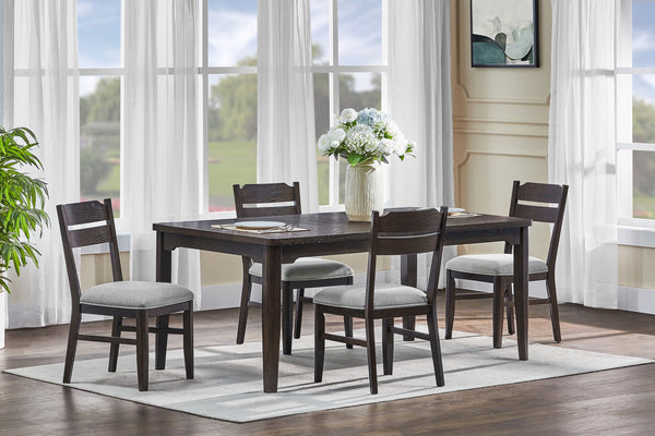 Elevate your dining experience with this elegantly crafted ensemble that seamlessly blends modern sophistication with timeless charm. Designed to bring warmth and style to any dining space, this set features a rich, dark wood finish that exudes durability