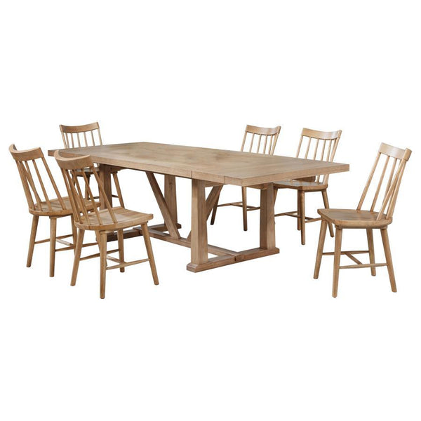 Middleton - 7 Piece 106## Extension Leaf Dining Set Natural - Brown