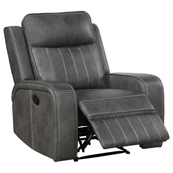 Raelynn - Upholstered Track Arm Recliner - Gray