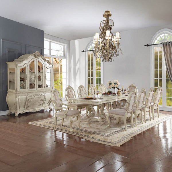  Armless Chair Padded Seat & Back: Fabric Cushion (Backrest: Button Tufted & Wooden Trim with Scrolled Crown Molding) Wooden Seat Apron Wooden Cabriole Leg<br/><br/><b>Product Features</b><ul><li>Armless Chair</li><li>Padded Seat & Back: Fabric Cushion