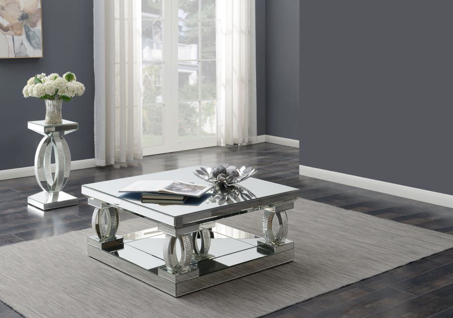 Amalia - 2 Piece Mirrored Coffee And End Table Set - Silver