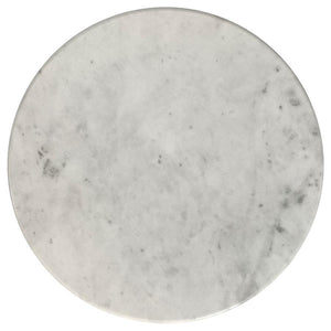 Hermas - Round Genuine Marble Top Metal End Side Table - White