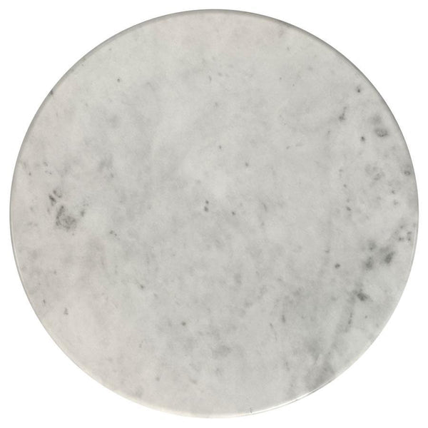 Hermas - Round Genuine Marble Top Metal End Side Table - White